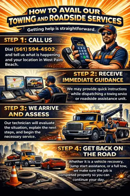 How to get towing and roadside help from High Rocket Towing Rescue in West Palm Beach